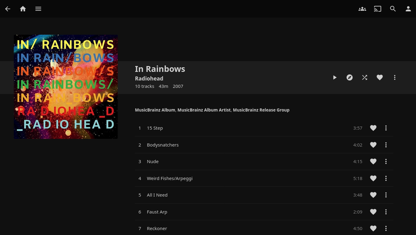 Radiohead In Rainbows in Jellyfin